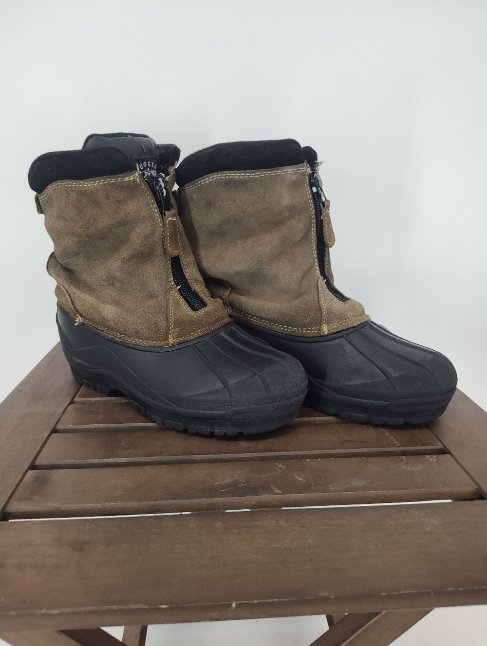 Rugged Exposure Men's Suede Upper Waterproof Snow Boots - Brown/Black Size 8